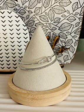 Silver plating paper clip cuff bracelet